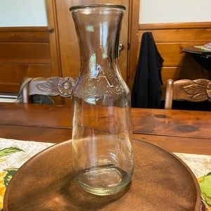 Vintage “A” Glass Pitcher w/ Beveled Bottom
